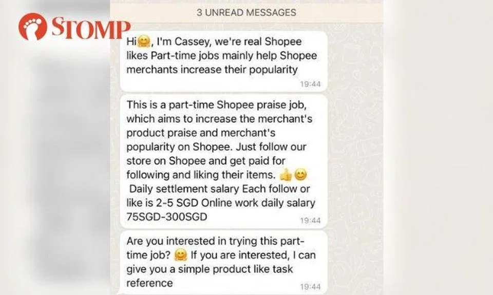Stomper shared a screenshot of the WhatsApp message.