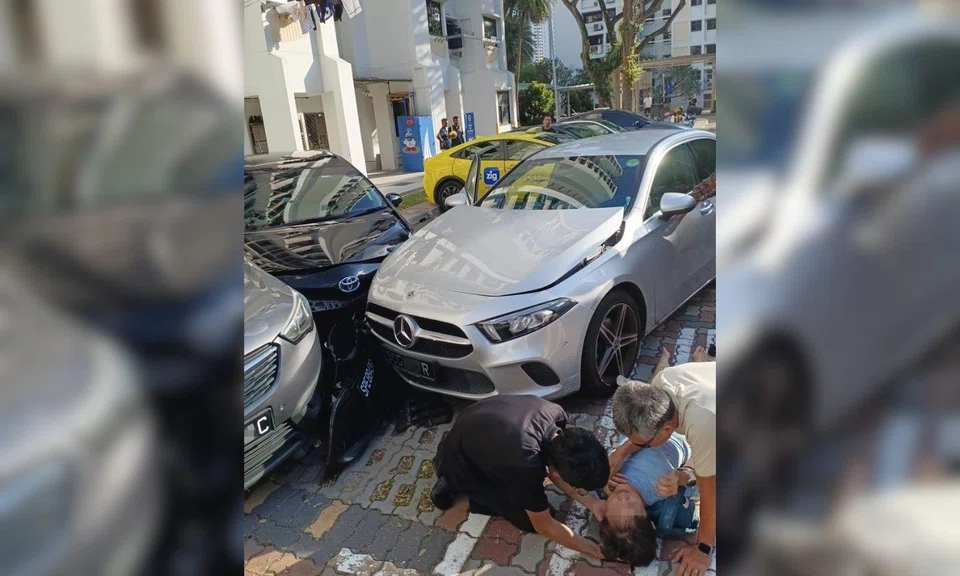 elderly woman pedestrian knocked down injured ghim moh 87 year old driver mercedes benz
