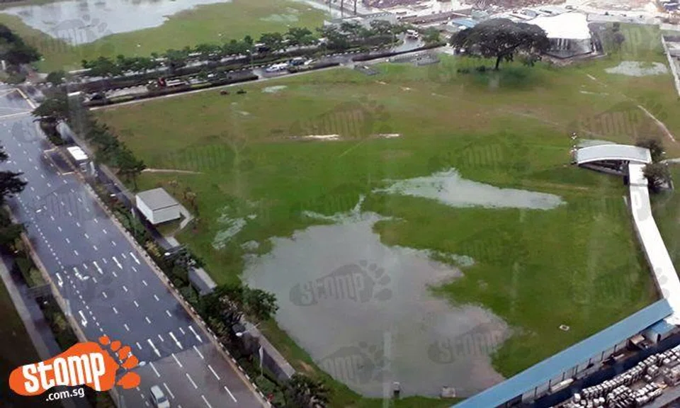 'Natural lakes' return after rain at Marina Bay, this time creeping closer to train station