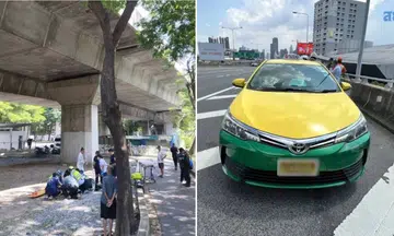 Singaporean man falls Bangkok expressway taxi