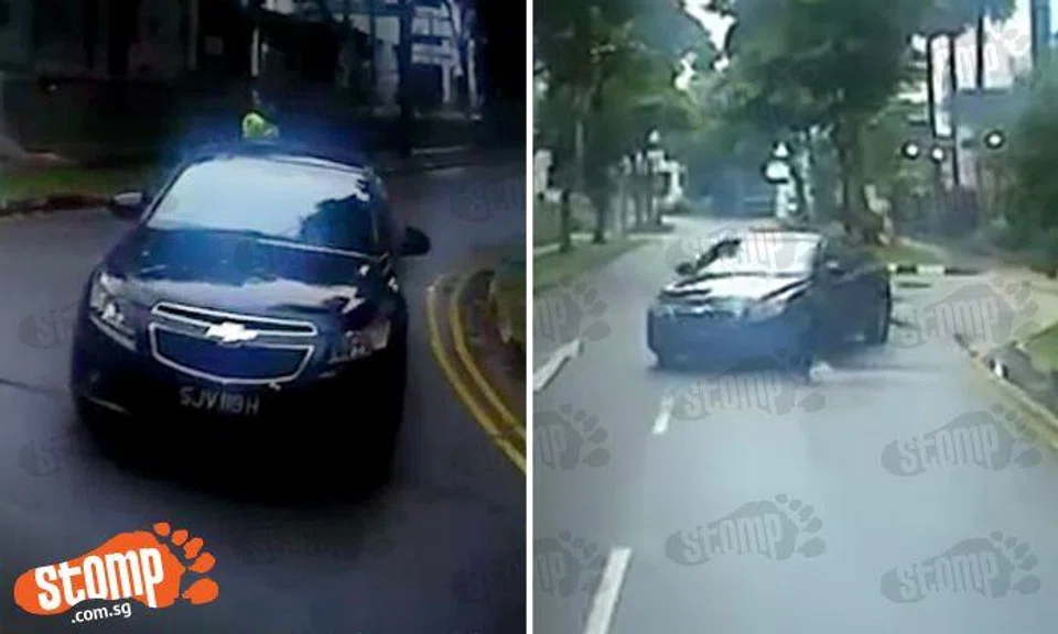Driver SJV119H goes against traffic -- but how he reverses to let Stomper pass is equally dangerous