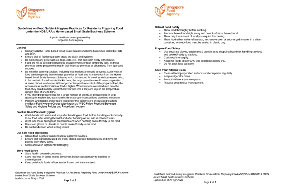 PHOTO: Singapore Food Agency (SFA) / Website