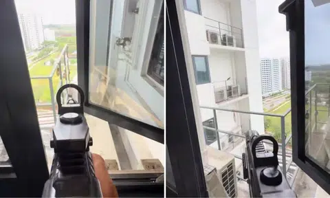 TikToker draws backlash for using electric water gun to shoot at pigeons on air-conditioner ledge