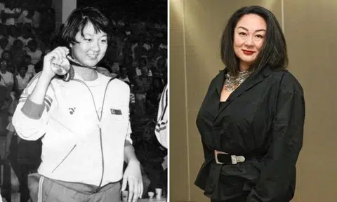 Junie Sng in 1983 and 2024. Photos: The Straits Times