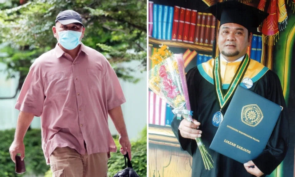 Rasman Saridin with his Master's Degree in Islamic Studies from the Universitas Muhammadiyah Malang in Indonesia.