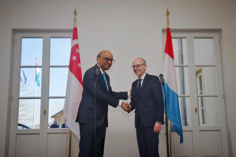 President Tharman Shanmugaratnam meeting Luxembourg Prime Minister Luc Frieden, at Senningen Castle in Luxembourg, on March 28