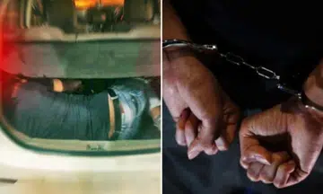 Man hiding in car boot illegally