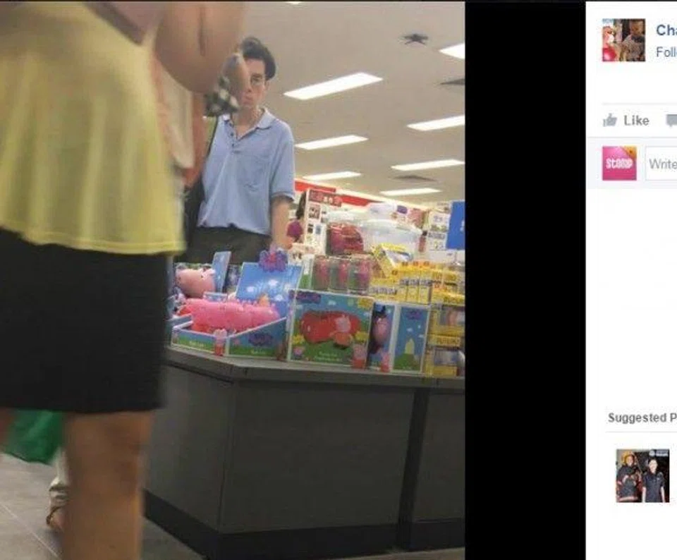 What is he doing? Man stares and follows mum with baby around Tiong Bahru Plaza