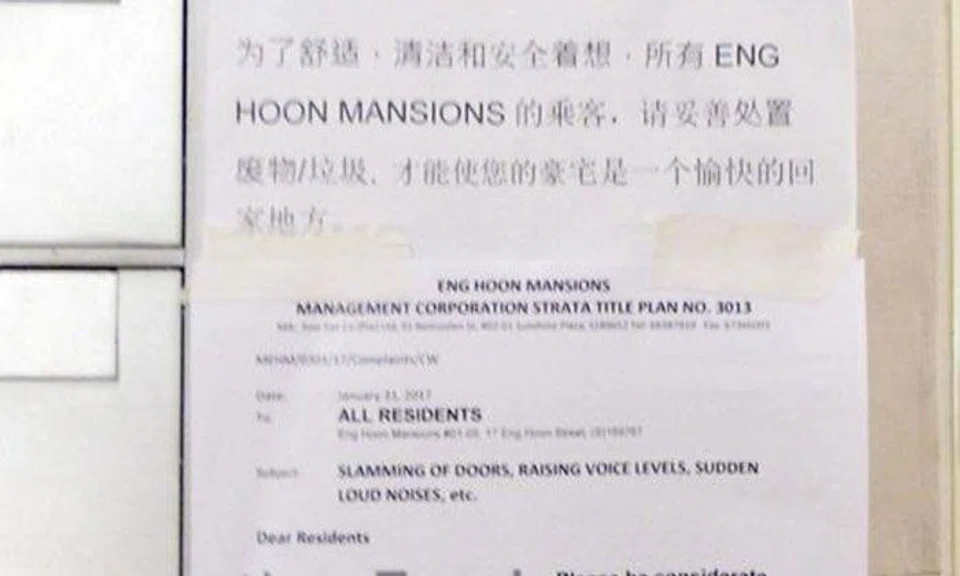 Terribly translated notice at Eng Hoon Mansions leaves netizens in stitches