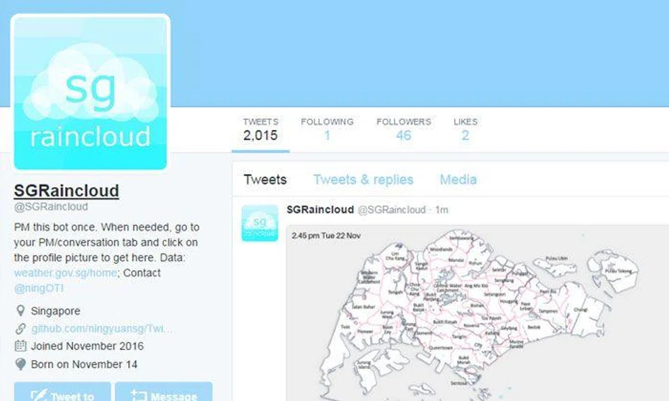 This Twitter account tells you exactly where it's raining in Singapore ...