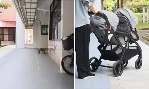 man slaps woman stroller Tampines walkway