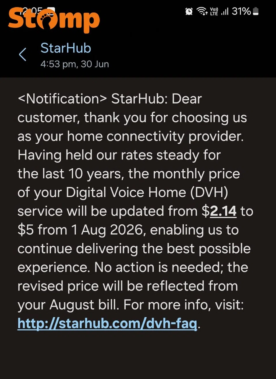 StarHub increases Digital Voice Home fee, customer accuses telco of not honouring contract despite clear terms and alerts