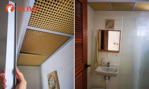 A metal bar had fallen out of the false ceiling in the toilet because it was too short to stay balanced on the ledges made for it.