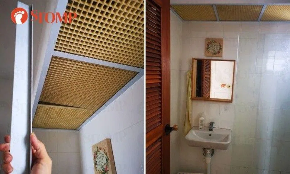 A metal bar had fallen out of the false ceiling in the toilet because it was too short to stay balanced on the ledges made for it.