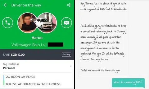 Grab responds to Stomp about driver who asked girl for $25 instead of $12 upfront fare so that he can drop parcel