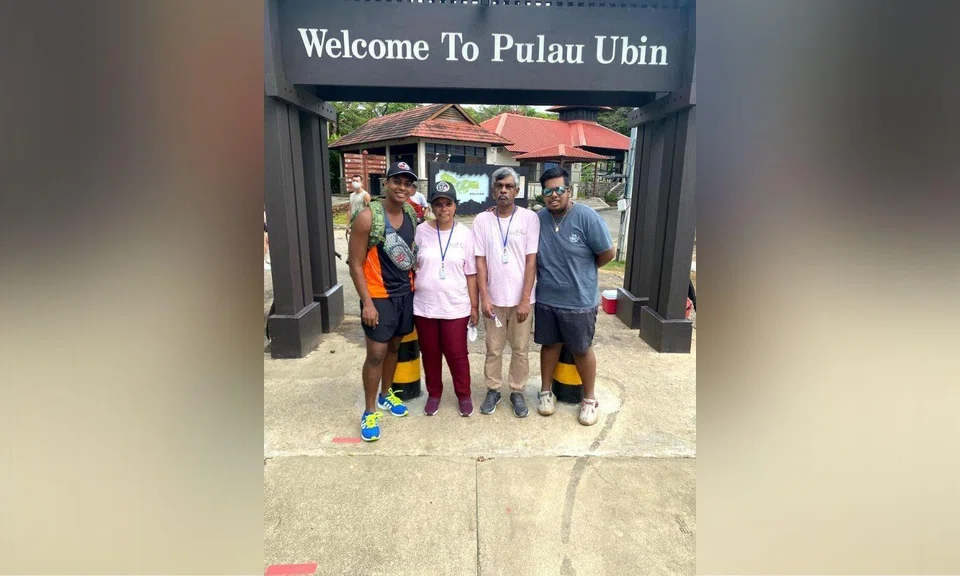 Family posing at Pulau Ubin