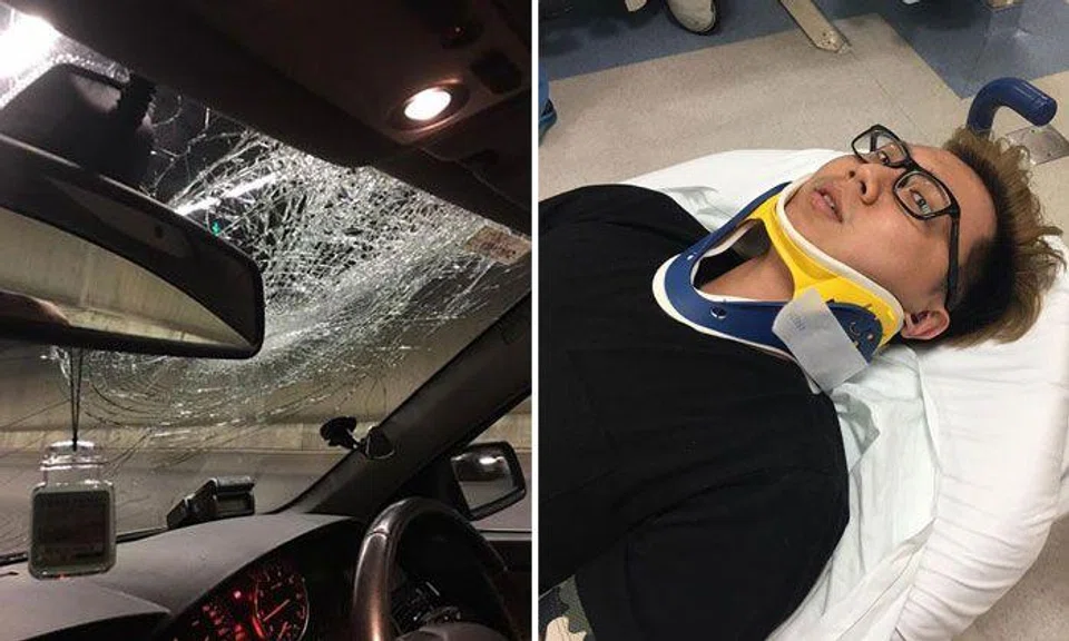 Wait, what? Man injured with glass in throat after chair smashes into car on CTE