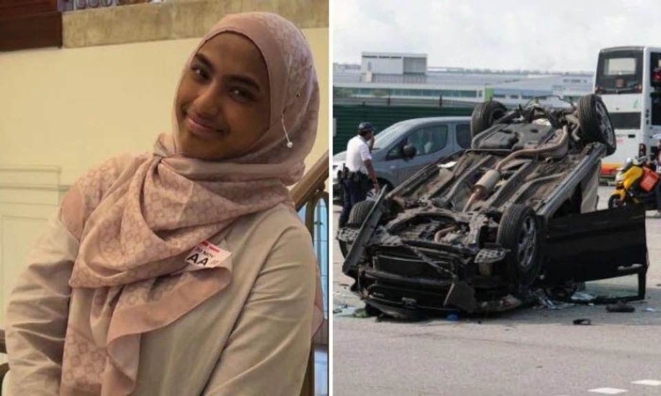 Afifah Munirah Muhammad Azril was in her father’s car on the way to her college’s running event at Temasek Polytechnic when it was involved in the collision that landed seven other people in hospital. 