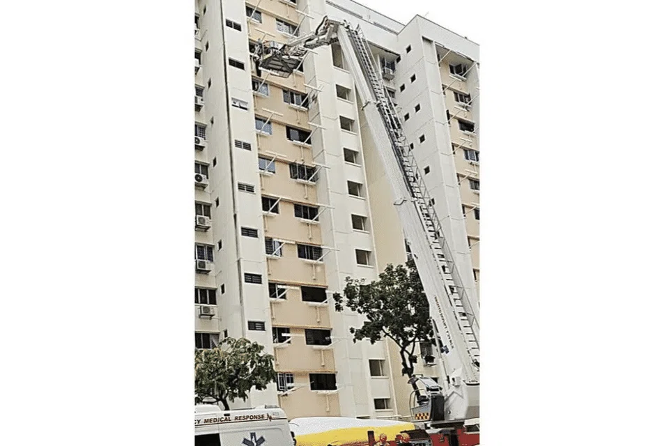 The maid stood on the ledge for about an hour before she was rescued.