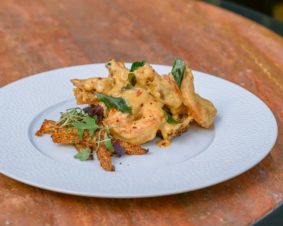 Keng Eng Kee Seafood's Salted Egg Prawn at Cafe Quenino.