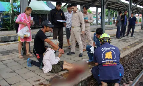 Elderly woman's foot severed after getting hit by train at Thailand station