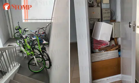Town council arranges for removal of bicycles on staircase and items stored in riser at Sengkang block
