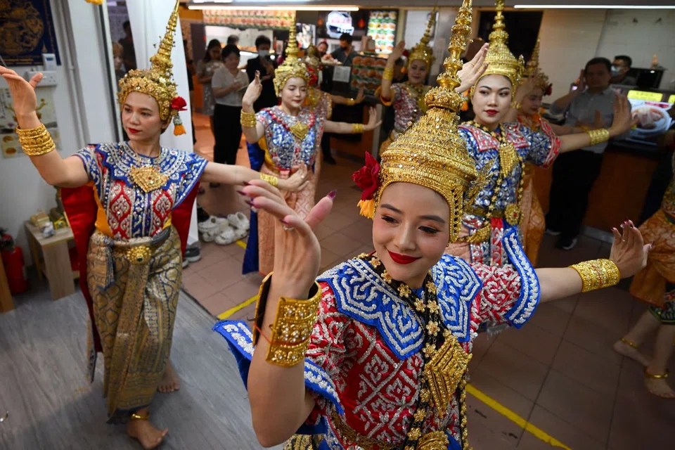 Thai dancers at the Chinatown Erawan Shrine on Feb 26.