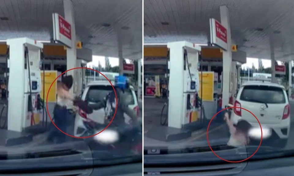A motorcyclist snatched a Malaysian influencer's bag from behind her in one smooth motion.
