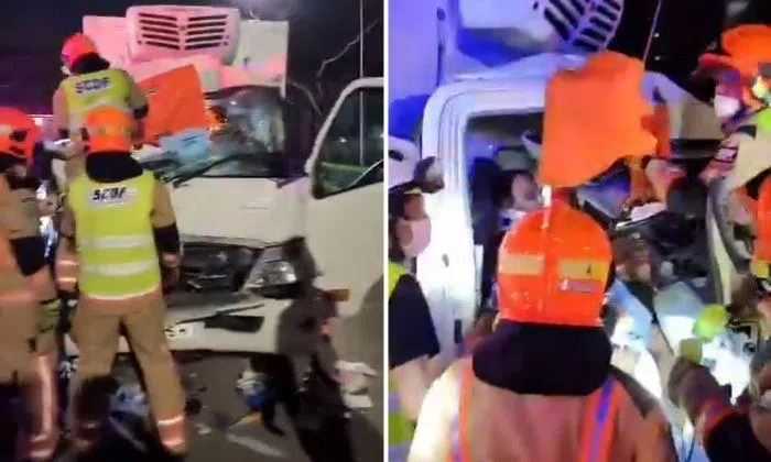 Driver trapped in lorry after collision with tipper truck on PIE freed ...