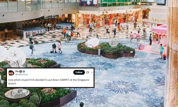 Changi Airport woman complains carpeted floor at changi airport