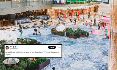 Changi Airport woman complains carpeted floor at changi airport