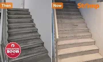 Stairs before and during renovation