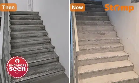 Stairs before and during renovation