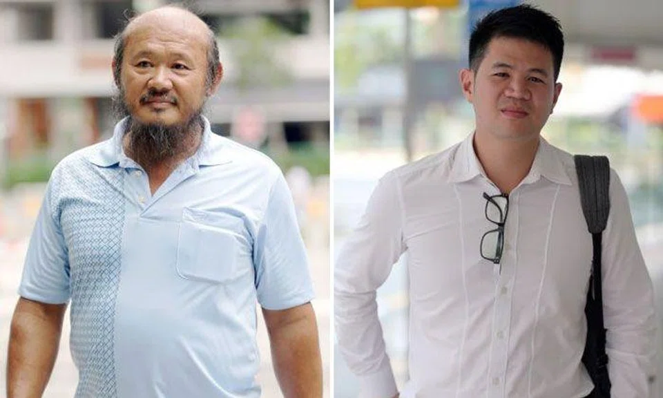 Teo Seng Tiong (left) had been earlier convicted of causing hurt to the cyclist, Mr Eric Cheung Hoyu. PHOTOS: ST FILE
