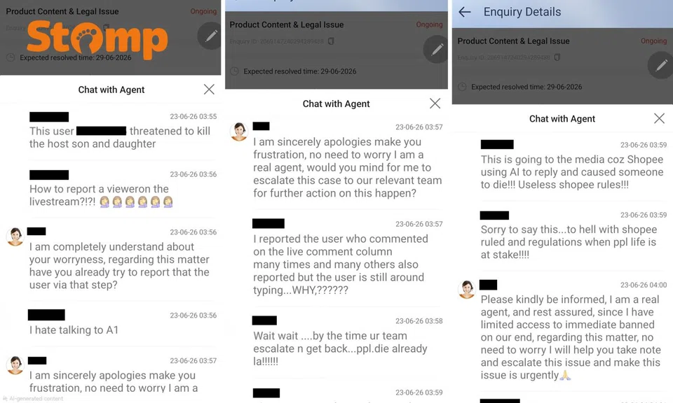 Shopee suspends user over live stream threats