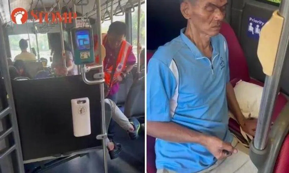 The bus driver was alerted to the unconscious man