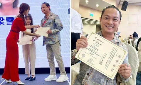 Dennis Chew received the certificate from Member of Parliament Tin Pei Ling.