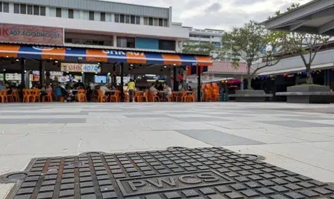 A manhole cover for the pneumatic waste conveyance system in Teck Ghee on Jan 20.