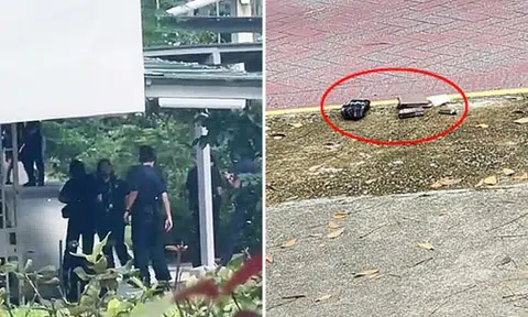 Substances believed to be controlled drugs were found on the suspect. PHOTOS: SHIN MIN DAILY NEWS READER