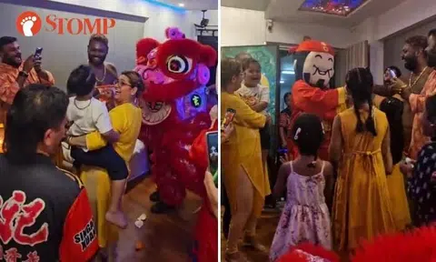 Indian family invite lion dance troupe to their home for Thaipusam -- with a special guest 