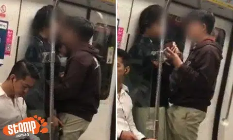 Students in uniform get carried away with major PDA on MRT