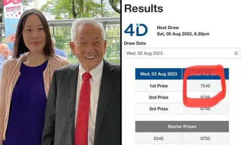 Ages of presidential hopeful Ng Kok Song and fiancee Sybil Lau is 4D's top prize