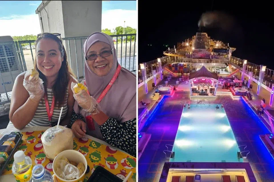 Journalist Farah Daley and her mum at Resorts World Cruises' first Durian Party.