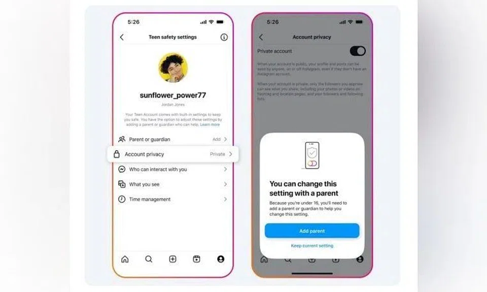 Users who are under 16 will need their parent's approval to change their account privacy settings, which will be set to private by default.