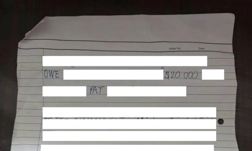 Note left at Haig Road flat says resident owes $20,000