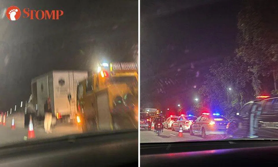 Man arrested for drug-related offences, possessing offensive weapon after lorry skids on SLE