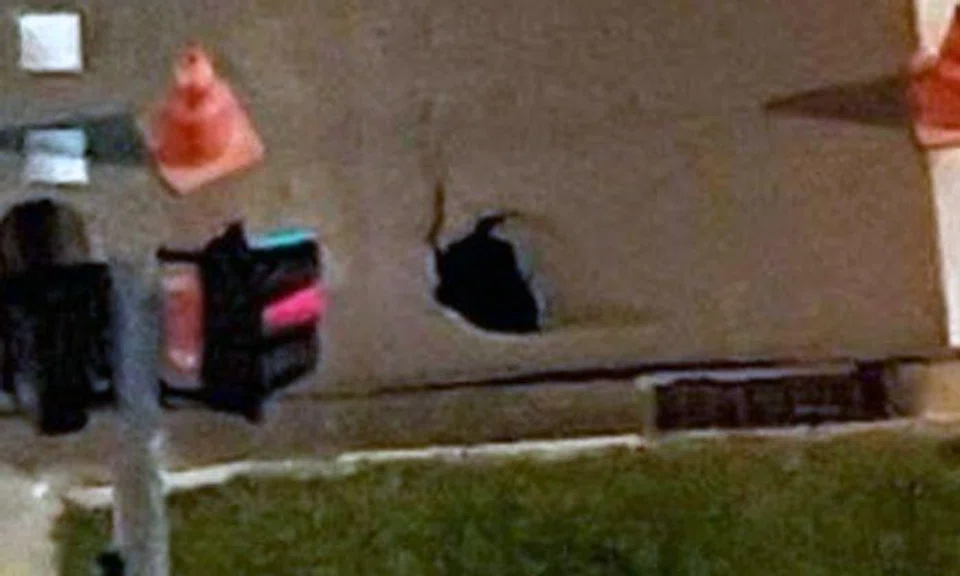 Sinkhole opens up in front of Edgefield Secondary School