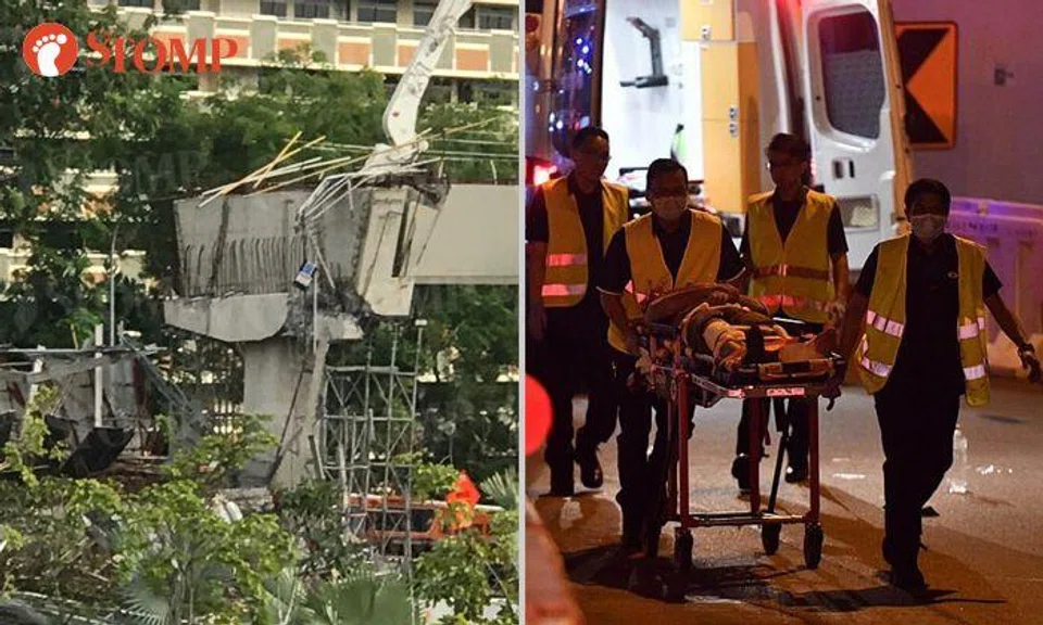 1 dead, 10 injured after structure on highway under construction near PIE collapses