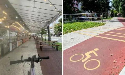 Photo of pasar malam stalls blocking Hougang cycling path sparks heated debate