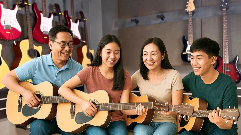 Music school Believer Music is offering a special guitar class for fathers and their children to learn the instrument together.